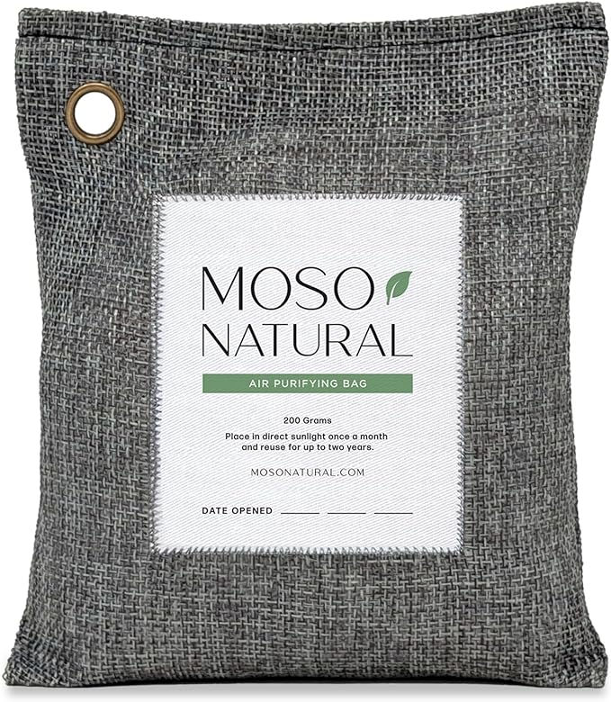 Moso Natural Air Purifying Bag 200g | HGTV Editor's Pick | Premium Bamboo Charcoal Odor Absorber for Home & Car | Closet Odor Eliminator & Car Air Freshener | Long Lasting Charcoal Bags Cover 90sqft by MosoNatural