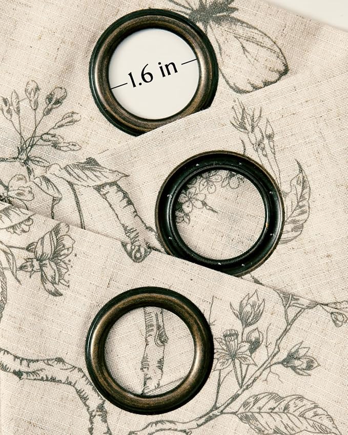 jinchan Floral Linen Curtains for Living Room 84 Inch Length Butterfly Curtain Grey Floral Curtains French Country Farmhouse Curtain Gray Flower PatternedDrapes Window Treatment Set 2 Panels - Image 6