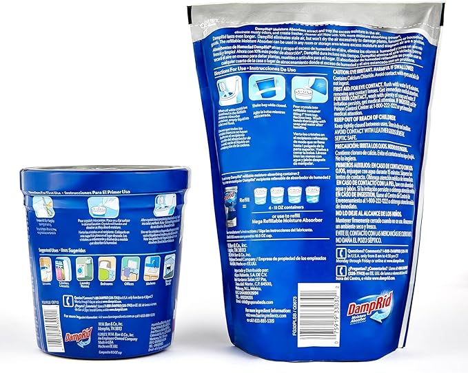 Damp Rid Refillable Moisture Absorber – Fresh Scent Humidity Absorber & Odor Absorber with 11oz Cup and 44oz Refill Bag, Cleaner Air for Closet & Bathroom – ILIOS Packaging - Image 2