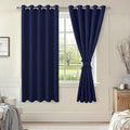 Hiasan Grommet Blackout Curtains for Bedroom, 60 x 72 Inches - Thermal Insulated & Light Blocking Window Drapes for Living Room/Dorm Room, Set of 2 Panels Sewn with Tiebacks, Navy Blue by Hiasan