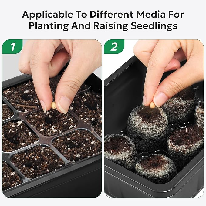 MIXC 10 Packs Seed Starter Tray Seed Starter Kit with Humidity Dome (120 Cells Total Tray) Seed Starting Trays Plant Starter Kit and Base Mini Greenhouse Germination Kit for Seeds Growing Starting - Image 6