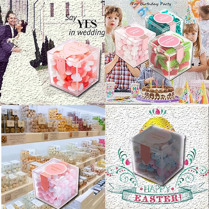 Acrylic Box Clear Box with Lid for Display, Plastic Square Cube 2 Pack Storage Contanier Party Decorative Boxes - Image 9