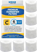 VEVA 6-Pack Premium Humidifier Filters - Replacement for HW Filter C, HC-888, HC-888N - Compatible with Cool Moisture Evaporative Humidifiers & HCM-890 Series by VEVA
