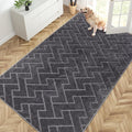 PURRUGS Easy Care Area Rug 4.5ft x 7ft, Non-Slip Machine Washable Entry Rug, Dog Door Mat, Stain Resistant Accent Rug for Hallway, Bedroom, Living Room and Mudroom, Grey by PURRUGS
