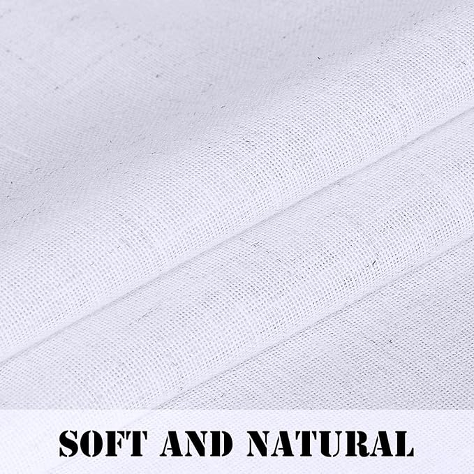 H.VERSAILTEX Linen Curtains Elegant Natural Linen Blended Curtains Energy Efficient Light Filtering/Rod Pocket Window Treatments Panels/Drapes for Livingroom (Set of 2, White, 52 inch W X 63 inch L) - Image 4