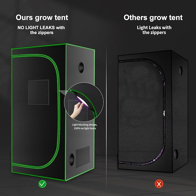 MELONFARM 32"x32"x63'' Grow Tent, High Reflective 600D Diamond Mylar Canvas with Observation Window and Floor Tray for Hydroponic Indoor Plant Growing - Image 3
