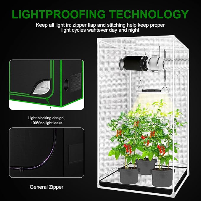 MELONFARM Small Grow Tent for Aerogarden，18”x18”x36” ，Hydroponics Growing System ，Highly Reflective 600D Diamond Mylar Canvas with Ventilation window and Floor Tray for Hydroponic Indoor Plant Growing - Image 3