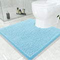 Smiry Luxury Chenille Toilet Rugs U-Shaped 24x24, Soft Absorbent Non-Slip Contour Bathroom Rugs for Toilet, Machine Washable Contoured Bath Mats, Sky Blue by Smiry