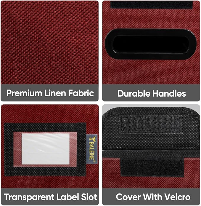 BALEINE File Organizer Box with Lid, Collapsible File Folder Organizer with Plastic Slide, Hanging File Folder Box for Office Document Storage (1 Pack, Red, S) - Image 6