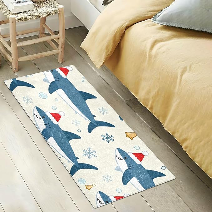 Merry Christmas Shark Beige decorative mat for kids anti-mold bathroom rugs non slip for foyer accessories 39x20in de alfombras para ba?o - Image 5