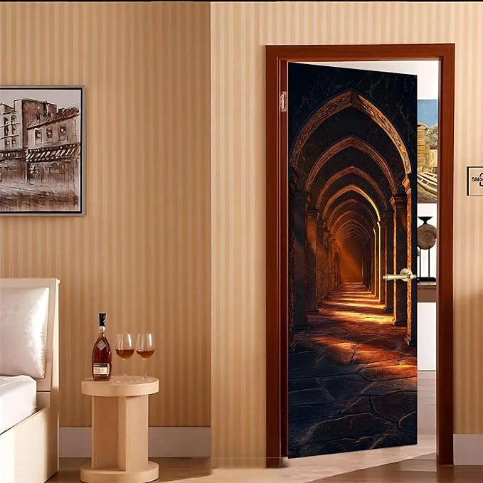 3D Door Decals Stickers, Peel Stick Wall Murals Vinyl Wallpaper Self-Adhesive Mural Door Covers Decorative for Furniture Home Decor Wrinkle-Resistant Waterproof - Image 7