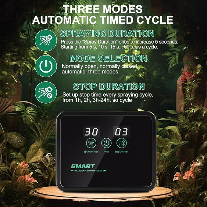 Automatic Reptile Mister for Reptile Tank Smart Reptiles Mister System with Timer 360° Nozzles,Slient Terrarium Misting System Humidifier for Chameleons,Snakes,Frogs Smart Spray Control - Image 3