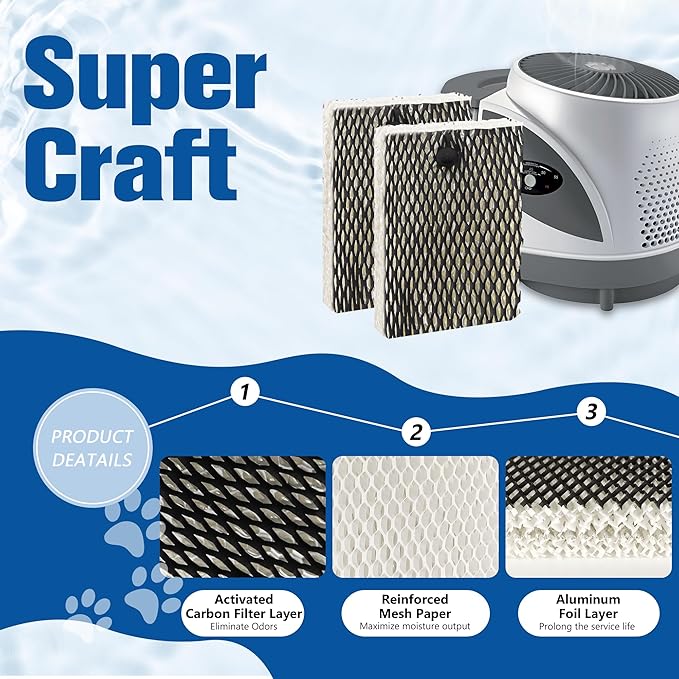 Funmit Humidifier Filter E Replacement Compatible with Holmes HWF100 Bionaire BWF100 Sunbeam SF235 Series, 6 Pack - Image 3