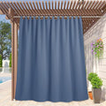 RYB HOME Waterproof Patio Curtains - 108 inches Length Outdoor Curtains for Porch Waterproof Room Darkening Privacy Shades for Corridor Pavilion Cabana Sunroom, W 100 x L 95, 1 Panel, Stone Blue by RYBHOME