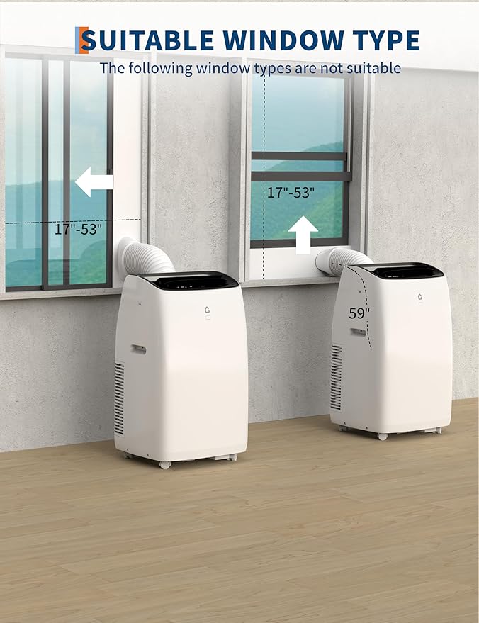 14000 BTU Portable Air Conditioner with Heat, 4 in-1 AC Unit with Fan, Dehumidifier & Heater, Cools & Sleep Mode for Rooms Up to 750 Sq.Ft, Remote Control & 24H Timer Windows Kit Included - Image 6