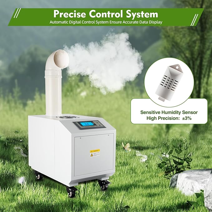 3kg/H Ultrasonic Industrial Humidifier, Commercial Air Humidifier Sprayer Agricultural Automatic Mist Cooling Whole House Machine, 10L Large Volume for Warehouse Greenhouse Garden Industrial - Image 5