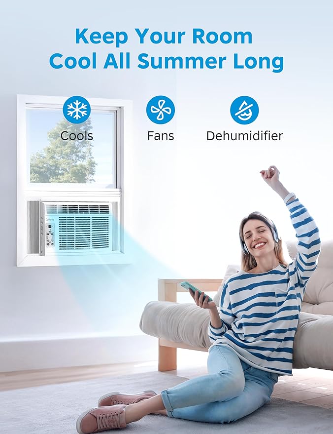 Midea 5,000 BTU Window Air Conditioner, Cools up to 150 Sq. Ft. with Easy-to-Use Reusable Filter, Remote, Perfect AC for Bedroom, Living Room, Home Office, Electronic Control - Image 2