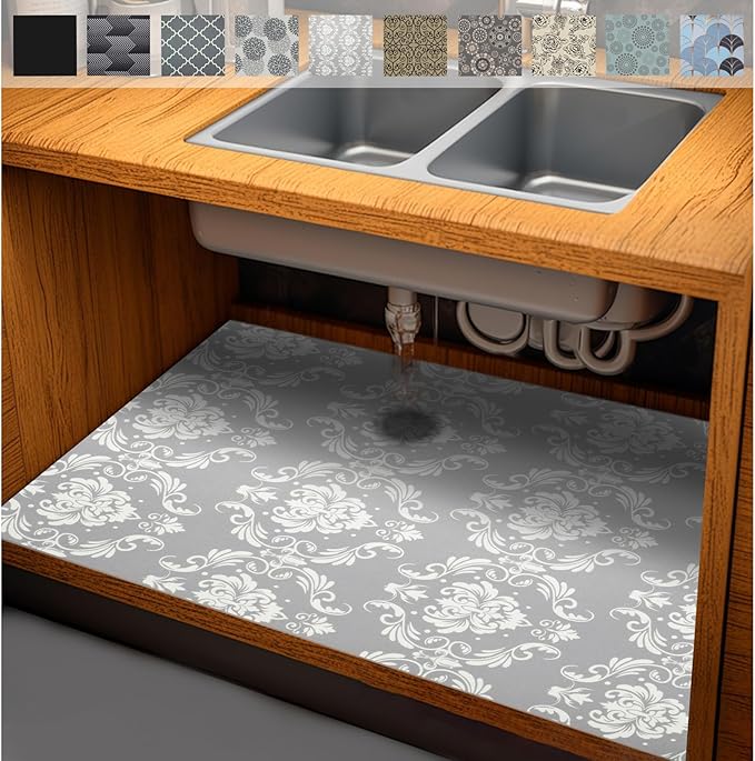 AiBOB Waterproof Under Sink Mat, Absorbent Quick Dry Sink Liners Protect Cabinets, Durable Shelf Liners, Slip Resistant and Non-Adhesive, 24X36, Light Grey by AiBOBGoodValueChairmatforFloorProtection