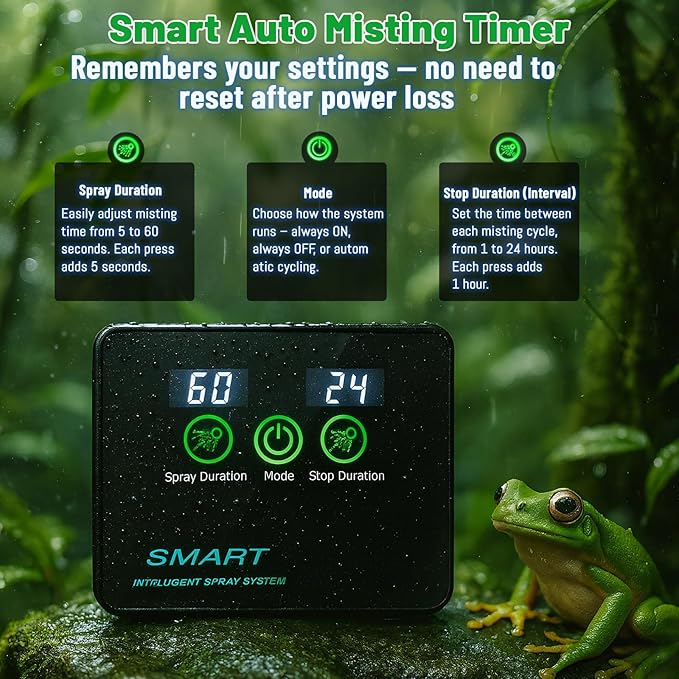 Reptile Mister Automatic Misting System, Reptile Humidifiers with Smart Timing Controller, Terrariums Humidifier with 360°Adjustable Misting Nozzles, Rainforest Ecosystem Sprayer… - Image 3