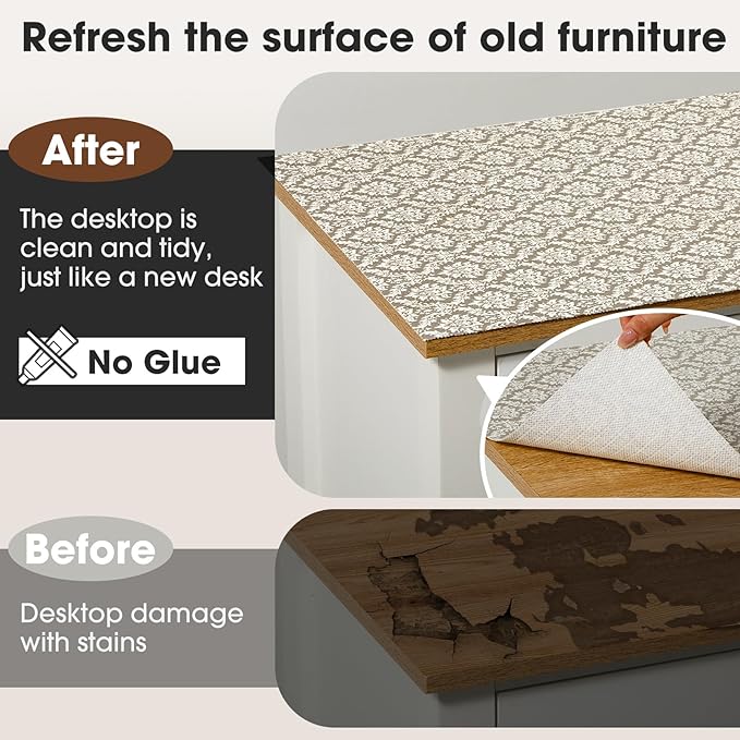 Drawer and Shelf Liner, Non-Slip Kitchen Cabinet Liners Non-Adhesive Thick Strong Grip Waterproof Washable Mats Protect Dresser Shelves Cupboard Bathroom Cabinets, Boho: Beige, 12 in X 20 FT - Image 8