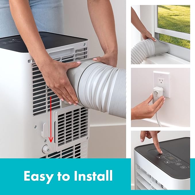 SereneLife Small Air Conditioner Portable 8,000 BTU with Built-in Dehumidifier - Portable AC unit for rooms up to 350 sq ft - WiFi app + Remote Control, Window Mount Exhaust Kit - Image 2
