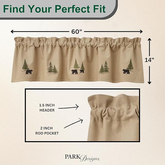 Park Designs Farmhouse Kitchen Valances for Windows - Black Bear Embroidered | Fall Decor Window Valance Curtains | Plaid Curtain Valances for Windows | Boho Living Rooms & Bathrooms | 60" x 14" - Image 3