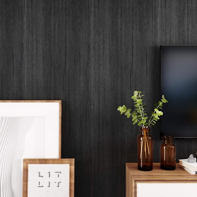 WESTICK Large Black Wood Wallpaper Peel and Stick Wood Grain Contact Paper 36"x394" Wooden Wallpaper Self Adhesive Removable Wooden Vinyl Countertop Contact Paper for Kitchen Countertops Desk Cabinets - Image 5