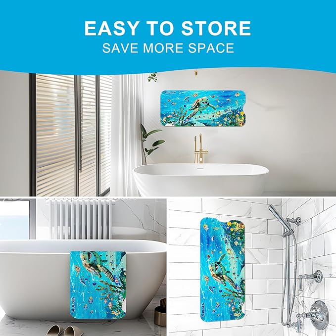 XIYUNTE Baby Bath Mat for Tub Non Slip Kids Bath Mat - 40''x16'' Extra Long Cartoon Bathtub Mat Non Slip Kids Shower Mat Eco-Friendly Toddler Bath Mats with Suction Cups, Machine Washable - Image 5