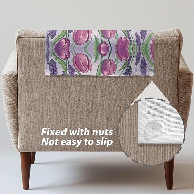 Robin Bird Headrest Protector for Small Recliner Waterproof Furniture Protective Slipcover Non-Slip Sofa Headrest Cover with Fixing Nails for Home Office Loveseat Mother's Day Decorations - Image 6