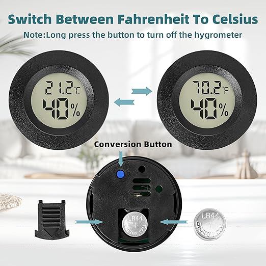 Mini Hygrometer Indoor/Outdoor Humidity Meter Hygrometer Thermometers 4 Pack Humidity Meters Gauge Mini Digital Thermometer for Humidors, Greenhouse, Garden, Cellar (4) - Image 5