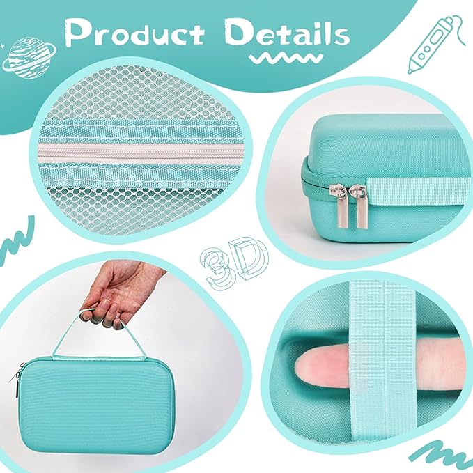 Case Compatible with 3Doodler Start+ Essentials for 3D Pen Set for Kids, Carrying Holder Fit for Printing Pens, Storage Organizer for Printing Filament Refill, Micro-USB Charger (3D-02-Light Blue) - Image 3