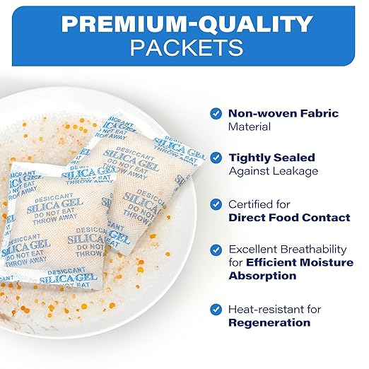 LotFancy 15 Packs 20Gram Silica Gel Desiccant Packets, Non-Toxic Food Safe Moisture Absorber Bag for Gun Camera Cabinet Closet Storage, Pet Food Desiccant, Odorless - Image 5