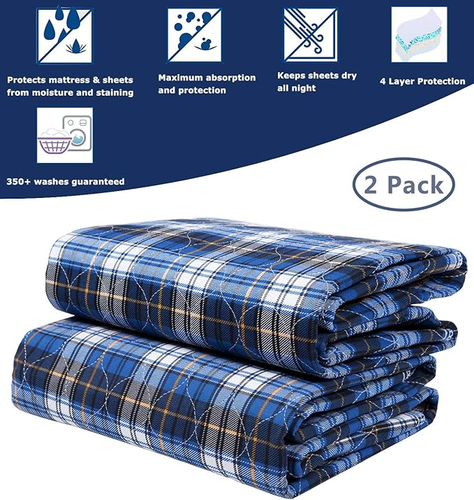 Non-Slip Bed Pads for Incontinence Washable (36" x 34"|2 Pack),Waterproof Bed Pads,Adult Washable Incontinence Bed Pads for Adults,Dog,Kids - Image 4
