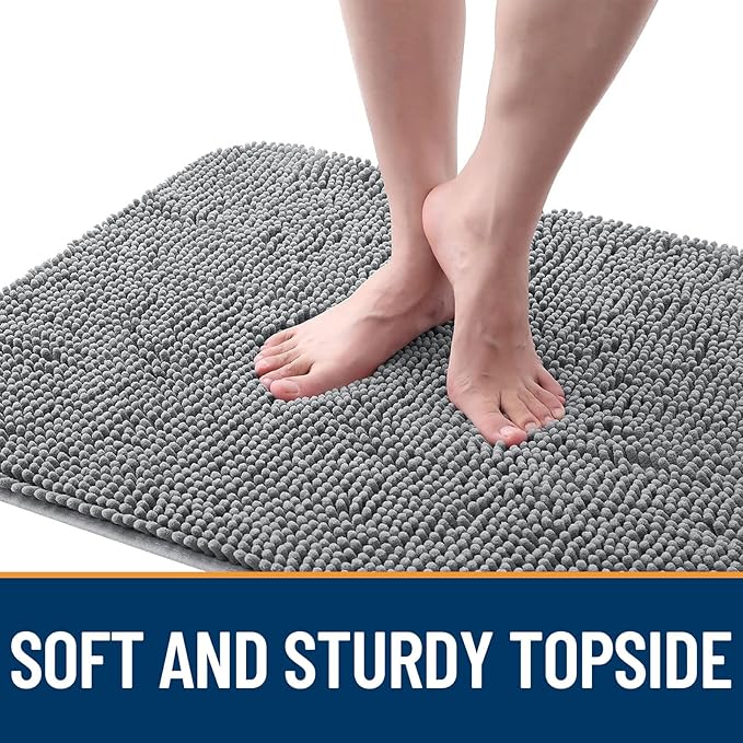 OLANLY Dog Door Mat for Muddy Paws 45x27, Absorbs Moisture and Dirt, Absorbent Non-Slip Washable Doormat, Quick Dry Chenille Mud Mat for Dogs, Entry Indoor Entryway Carpet for Inside Floor, Grey - Image 4