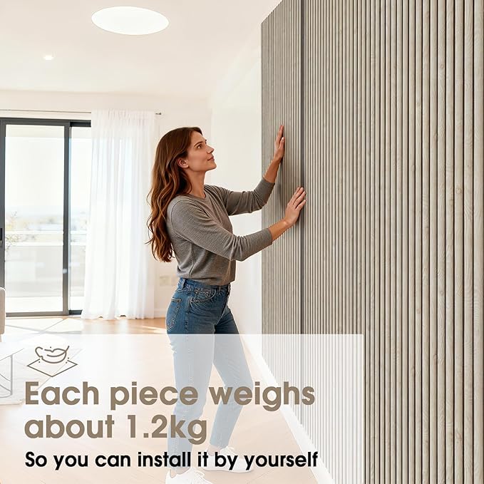 PS Wall Panels for Interior Wall Decor, 20-Pack 78.74×11.81 in., Covers 129.16 sq.ft, Lightweight Wall Panels, Glue-On Wall Covering Panels-White Oak - Image 3
