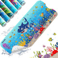 XIYUNTE Baby Bath Mat for Tub Non Slip Kids Bath Mat - 40''x16'' Extra Long Cartoon Bathtub Mat Non Slip Kids Shower Mat Eco-Friendly Toddler Bath Mats with Suction Cups, Machine Washable, Shark by XIYUNTE