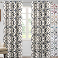 H.VERSAILTEX Blackout Curtains Printed Design 84 Inch Length 2 Panels Set Thermal Insulated Curtains for Bedroom Living Room Geometric Modern Grommet Window Drapes - Grey and Navy by HVERSAILTEX