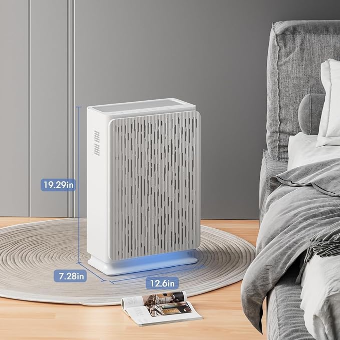 AromaRoom Air Purifiers for Large Rooms up to 2100 Sq Ft, HEPA 14 Air Purifier with Smart PM 2.5 Sensor, Portable Filter Air Cleaner for Smoke, Allergies, Pet Dander,Bedroom, Office - Pearly White - Image 9