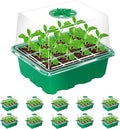 Bonviee 10 Packs Seed Starter Tray with Elevated Lid, 120 Cells Thicken Seed Starting Trays Kit with Adjustable Humidity Vent, Clear Cell Tray and Heightened Lids for Greenhouse & Gardens, Green by BonvieeDirect