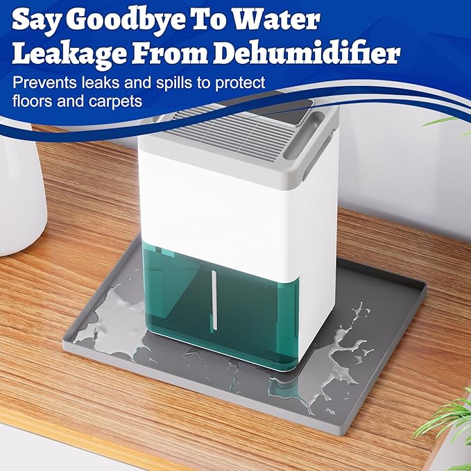 Dehumidifier Mat for Home Dehumidifiers, Mini Dehumidifier Drain Pan Prevent Leaks, Waterproof De humidifier Tray, Non-Slip Drain Mat Prevents Water from Pooling Underneath, Grey, 12"x10" - Image 3