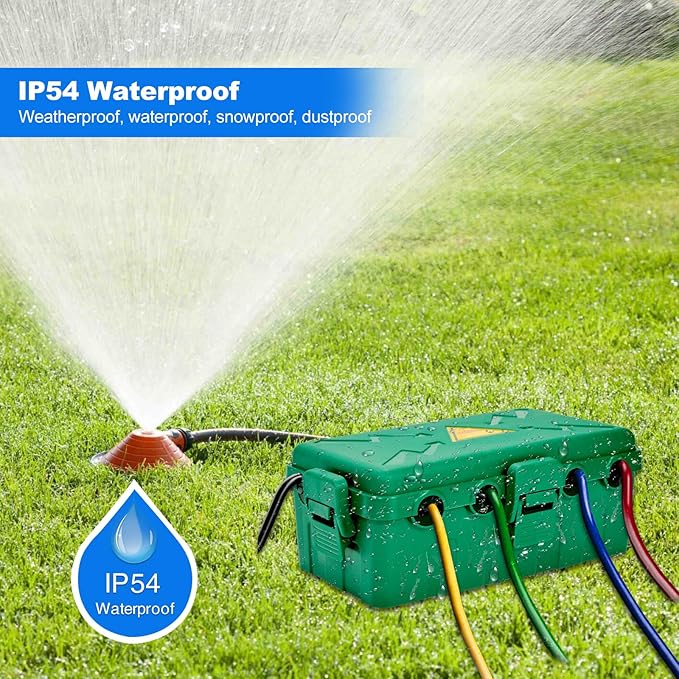 Hrensaw Medium Outdoor Electrical Box(10.6x5.7x4.9inch),Weatherproof Connection Box w/6 Cable Entry,IP54 Waterproof Extension Cord Cover Protect Power Strip,Timer,Plug,Holiday Lights,Green - Image 5
