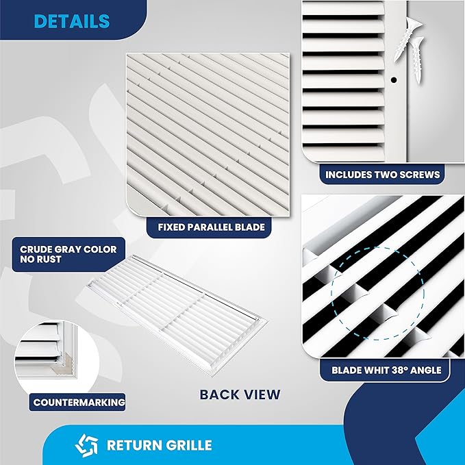 36x12 Inch (Duct Opening) Air Return Vent Cover Decorative – Premium Aluminum AC Vent Cover for Ceiling & Wall, Rustproof Grille, Ideal for Home HVAC Grille, Durable & Easy to Install by ACLAMINAIRE - Image 2