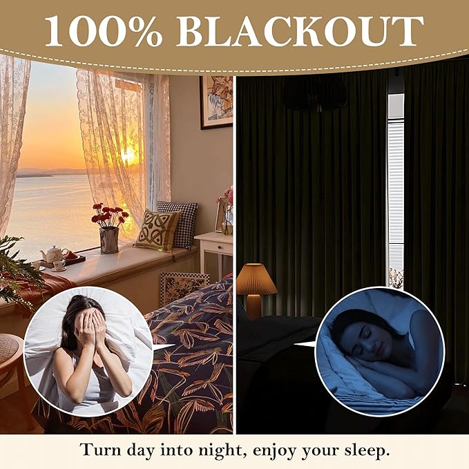 RYB HOME Beige Blackout Curtains 90 inches Long 2 Panels Set, Thermal Insulated Total Light Blocking Noise Reducing Neutral Linen Drapes for Living Room Nursery Office, 52" W x 90" L - Image 4