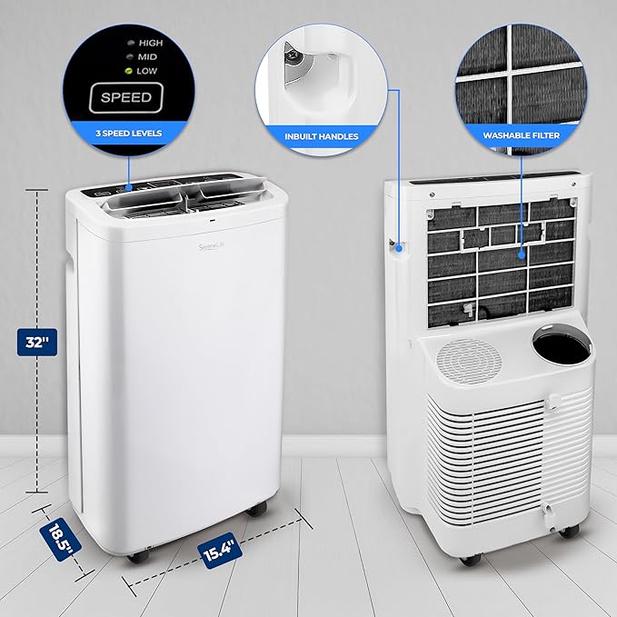 SereneLife Small Air Conditioner Portable 14,000 BTU with Built-in Dehumidifier - Portable AC unit for rooms up to 650 sq ft - Remote Control, Window Mount Exhaust Kit - Image 6
