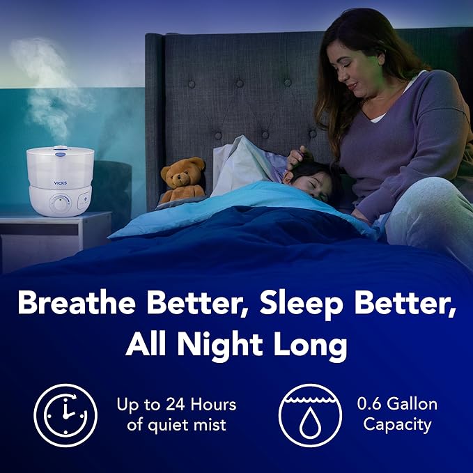 Vicks EasyCare Plus Top Fill Filter-Free Cool Mist Humidifier, Small Room–For Vapors 2 Ways –Works with Vicks VapoPads and VapoSteam, White - Image 2