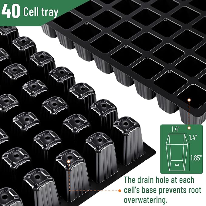Mr. Pen- Seed Starter Tray Kits, 10 Pack, Total 400 Cells, Durable Plant Germination Trays with Humidity Vented Domes and Bases, Ideal for Seed Starting, Indoor Gardening and Greenhouse - Image 3
