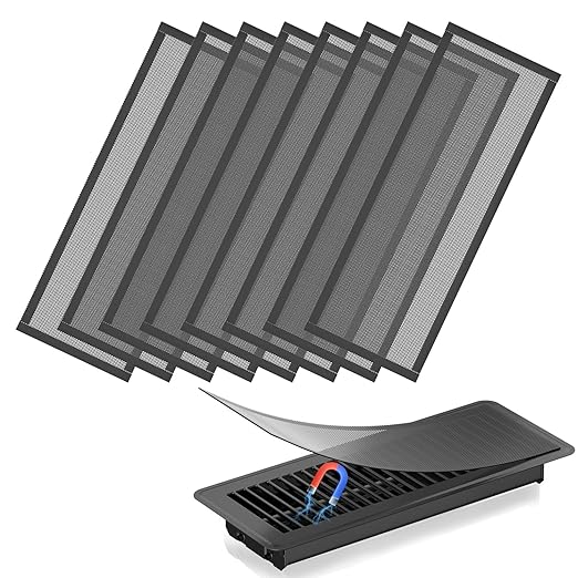 8pcs Floor Vent Covers,4"x12" Magnetic Vent Covers Mesh Screen Air Vent Filter, Hon&Guan Floor Register Vent Covers for Home Floor/Wall/Ceiling Catch Debris Hair Dust by HonGuan