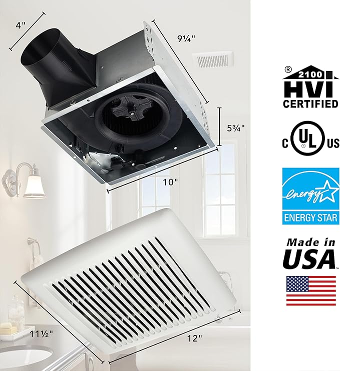 Broan-NuTone Bathroom Exhaust Fan, Easy Install, Powerful 110 CFM, Quiet 1.0 Sones, Energy Star - Image 3