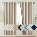 NICETOWN Cream 100% Blackout Linen Curtains 72 inch Long Burg for Playroom, 1 Pair, 62" Width Each Panel, Farmhouse Thick Completely Blackout Window Treatment Thermal Insulated Drapes by NICETOWN