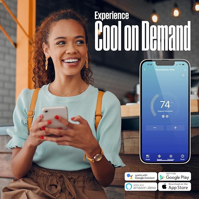 Westinghouse 10,000 BTU Air Conditioner Portable For Rooms Up To 450 Square Feet, Portable AC with Home Dehumidifier, Smart App, 3-Speed Fan, Programmable Timer, Remote Control, Window Kit, White - Image 3